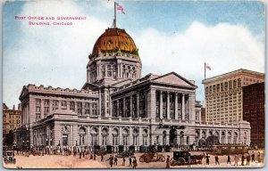 VINTAGE POSTCARD POST OFFICE AND GOVERNMENT BUILDING AT CHICAGO ILLINOIS