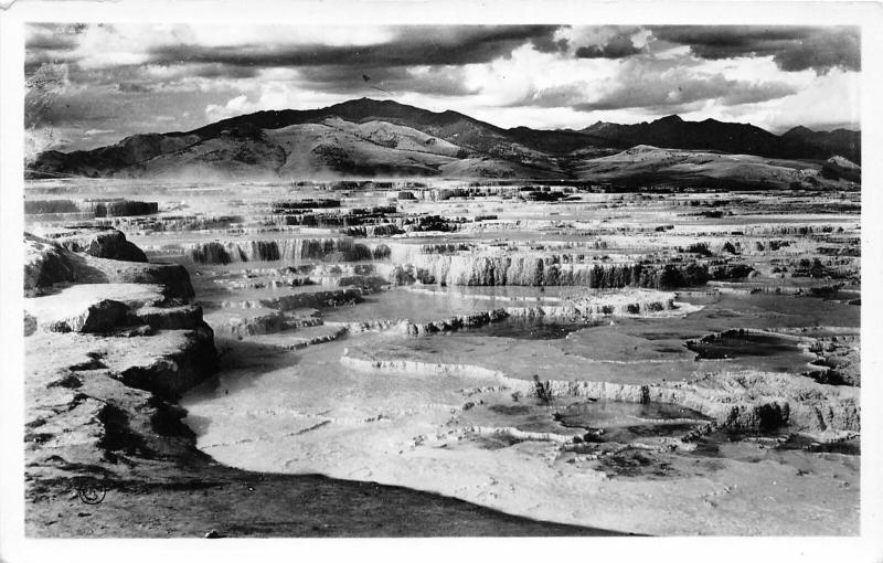 F36/ Yellowstone National Park Wyoming Postcard 40s RPPC Jupiter Terrace 