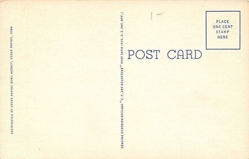 Cedar Rapids Iowa~Coe College~Greene Hall~Men's Dormitory~1942 Linen Postcard