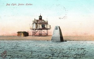 Vintage Postcard 1906 View of The Bug Light Boston Harbor Massachusetts MA