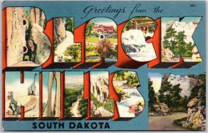 1951 Greetings From Black Hills South Dakota Large Letter Posted Postcard