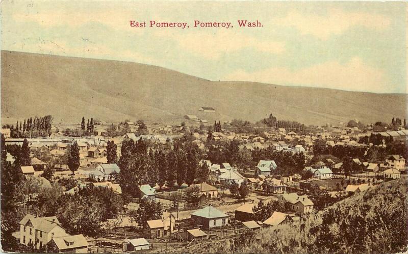 Vintage Postcard; Town View, East Pomeroy WA Garfield County posted