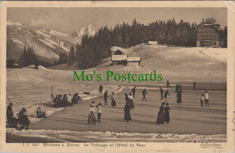 Switzerland Postcard - Montana s.Sierre, Le Patinage Et L'Hotel Du Parc  RS36971
