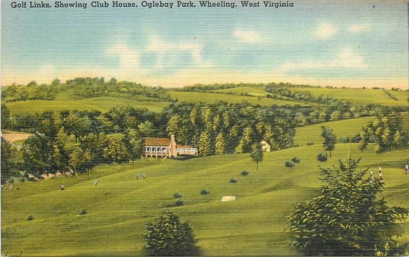 Vintage Postcard Golf Links Showing CLub House Oglebay Park Wheeling WV Ohio CO