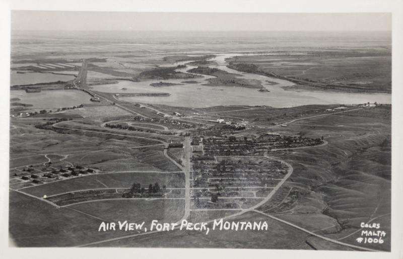 Fort Peck Montana MT Aerial View Unused Coles Malta RPPC Postcard E13