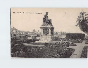 Postcard Statue de Rabelais Chinon France