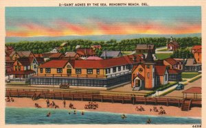 Vintage Postcard Saint Agnes By The Sea Buildings Rehoboth Beach Delaware DE