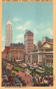 Vintage Postcard Public Library Building 5th Avenue & 42nd Street New York City