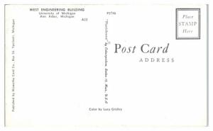 West Engineering Building, University of Michigan, Ann Arbor, MI Postcard