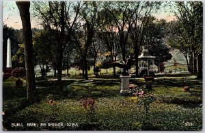 1909 Buell Park McGregor Iowa IA Monument Statue Posted Postcard