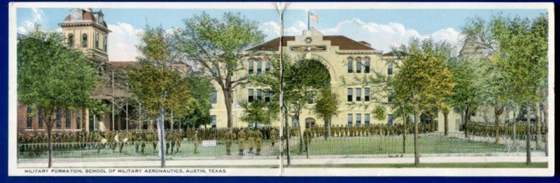 Austin Texas tx Military Aeronautics Formation School foldout postcard 