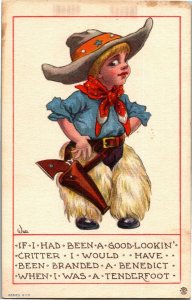 Cowboy If I Had Been a Good Lookin Critter Bernardt Wall Vintage Postcard P37