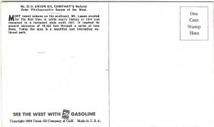 1939 Mt Lassen, California Union Oil Company Gasoline Ad Postcard