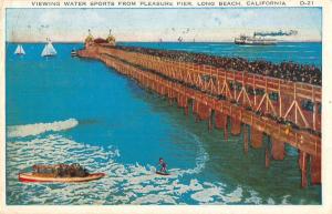Long Beach California Pleasure Pier Motor Boat Antique Postcard K31089