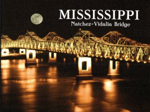 Moon over the Mississippi, Natchez, MS, Framable Gallery Quality Postcard