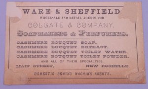 1800s African American Colgate Domestic Sewing Machine Ware Sheffield Trade Card