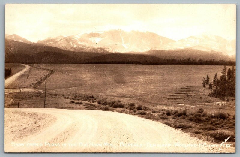 Postcard RPPC Buffalo Ten Sleep WY c1940s Worland Highway Big Horn Mountains