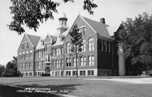 J75/ Crystal Falls Michigan RPPC Postcard c1940s High School Building 167