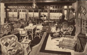 Ocean City New Jersey NJ Hotel Hanscom Solarium Interior Vintage Postcard