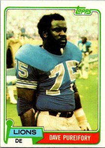 1981 Topps Football Card Dave Poreifory Detroit Lions sk10321