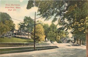 c1907 Postcard; Grout Residence, Greenfield MA High Street, Franklin County used