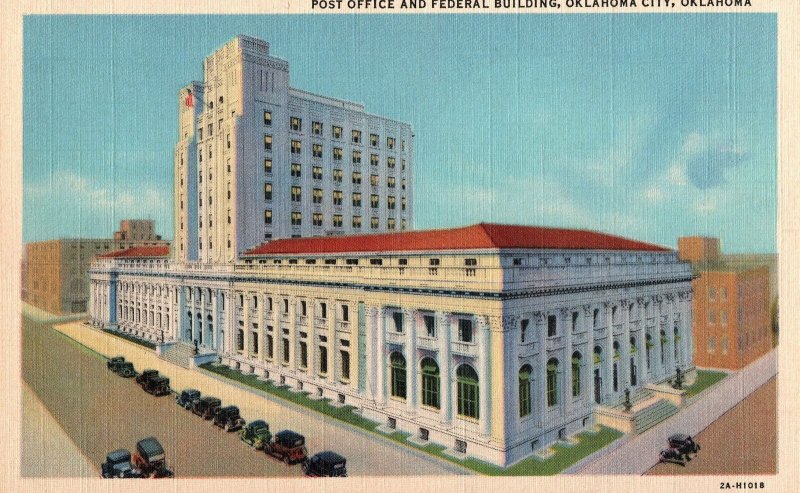 VINTAGE POSTCARD 1930's POST OFFICE AND FEDERAL BUILDING OKLAHOMA CITY OKLAHOMA