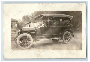 c1910's Antique Car Coachman Men Woman Sunday Drive RPPC Photo Postcard 