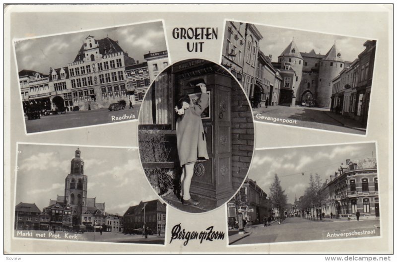 RP; 5-Views, Groeten Uit BERGEN OP ZOOM, Noord-Brabant, Netherlands, PU-1953