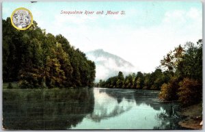 Washington WA, 1909 Snoqualmie River & Mount Si, Scenic River, Vintage Postcard