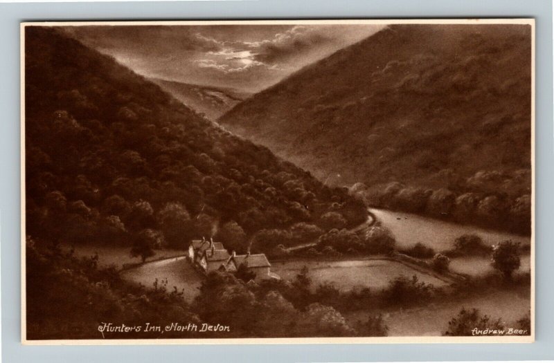 RPPC of North Devon United Kingdom, Hunters Inn, Postcard