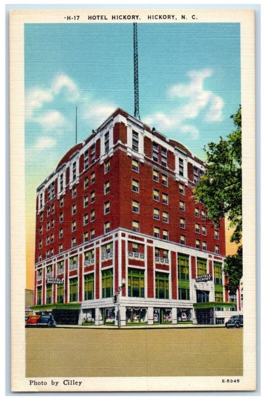 c1930's Hotel Hickory Building Cars Hickory North Carolina NC Vintage Postcard