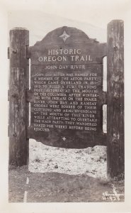 Oregon John Day River Historic Oregon Trail Roadside Marker Real Photo