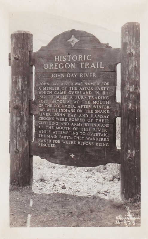 Oregon John Day River Historic Oregon Trail Roadside Marker Real Photo