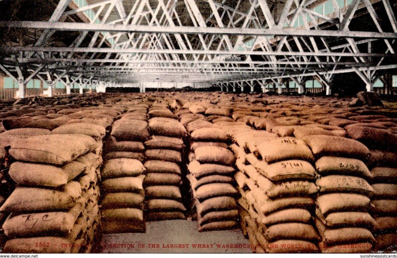 Washington Tacoma Interior View Of Section Of The Largest Wheat Warehouse In ...