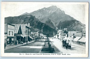 Banff Alberta Canada Postcard Main Street Cascade Mountain 1924 Posted