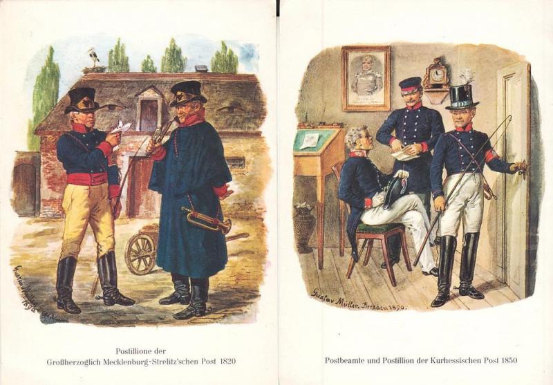Two German Cards with 19th Cenbtury Postal Carriers