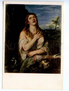 217897 Titian Penitent Mary Magdalene skull old postcard