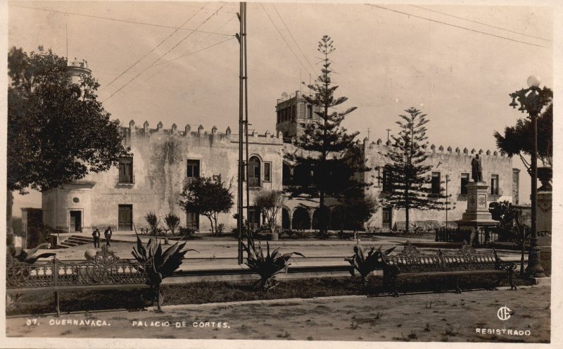 Vintage Postcard 1920's Real Photo Palacio De Cortes Cuernavaca Mexico RPPC 