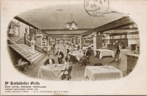 Portland OR New Hotel Oregon Rathskeller Grille Advertising c1905 Postcard G55