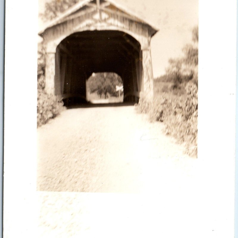 c1950s Chalfant OH RPPC Covered Bridge Hopewell Real Photo Perry Co Postcard A98