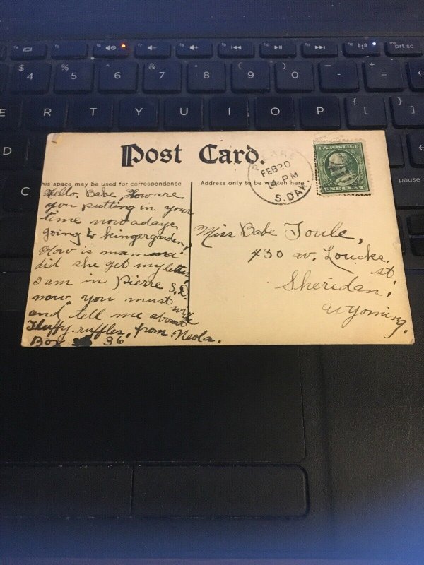 Vintage Postcard -  First Punishment, Teddy Bear Spanking