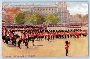 London England Postcard King Taking The Salute of Guards c1910 Oilette Tuck Art