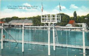 1920s EL PASO TEXAS Free Public Bathing Beach Washington Park  3249 TEICH