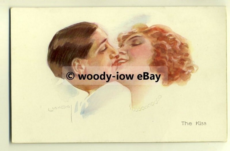 su1539 - Man & Woman - The Kiss - Glamour - artist L Usabel - postcard