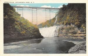 Letchworth Park New York~High Bridge Spanning Upper Falls~1920s Postcard