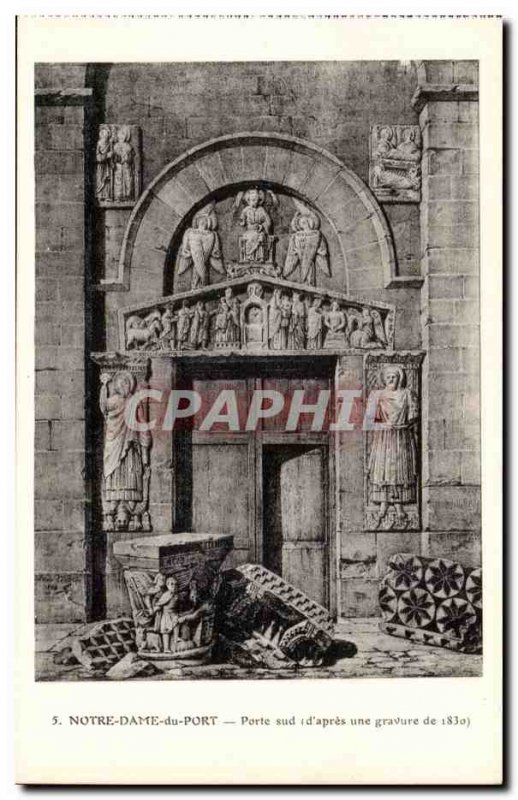 Notre Dame du Port Postcard Old South Gate (d & # 39apres an engraving of 1830)