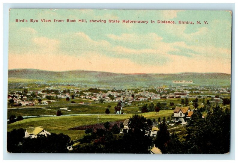 c1910's Bird's Eye View East Hill Showing State Reformatory Elmira NY Postcard 