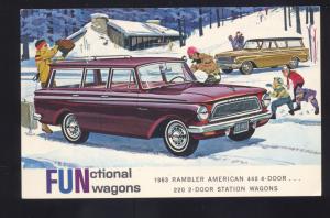 1963 RAMBLER AMERICAN STATION WAGON VINTAGE CAR DEALER ADVERTISING POSTCARD