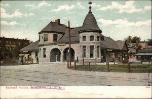 Somerville New Jersey NJ Railroad Train Station Depot c1910 Vintage Postcard