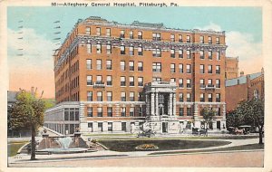 Allegheny General Hospital Pittsburgh, Pennsylvania, USA 1923 postal marking ...